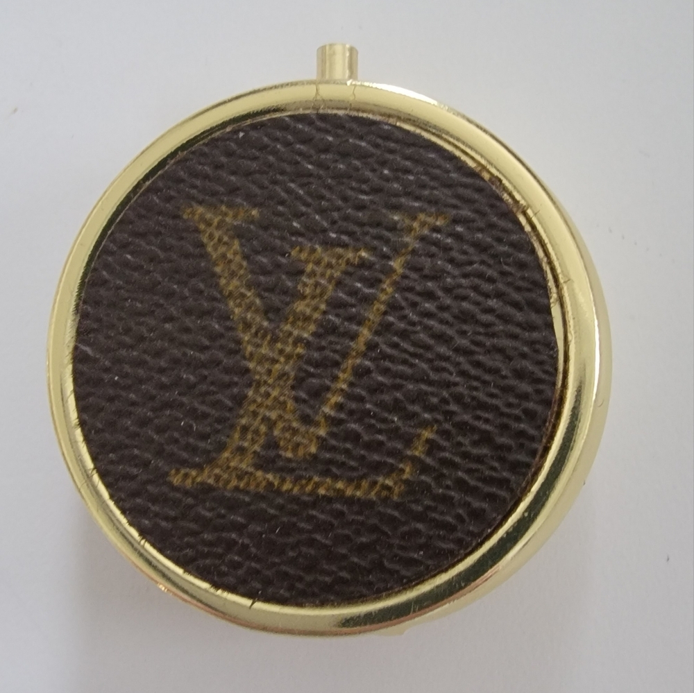 Hand Crafted Gold Tone Pill Vitamin Accesories Container Authentic Canvas